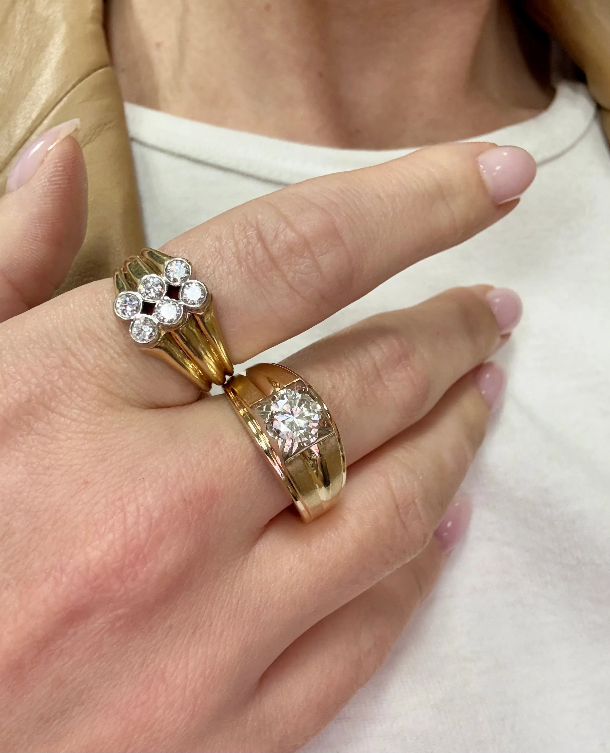 0.98ct Diamond Ring, Two Tone 14k