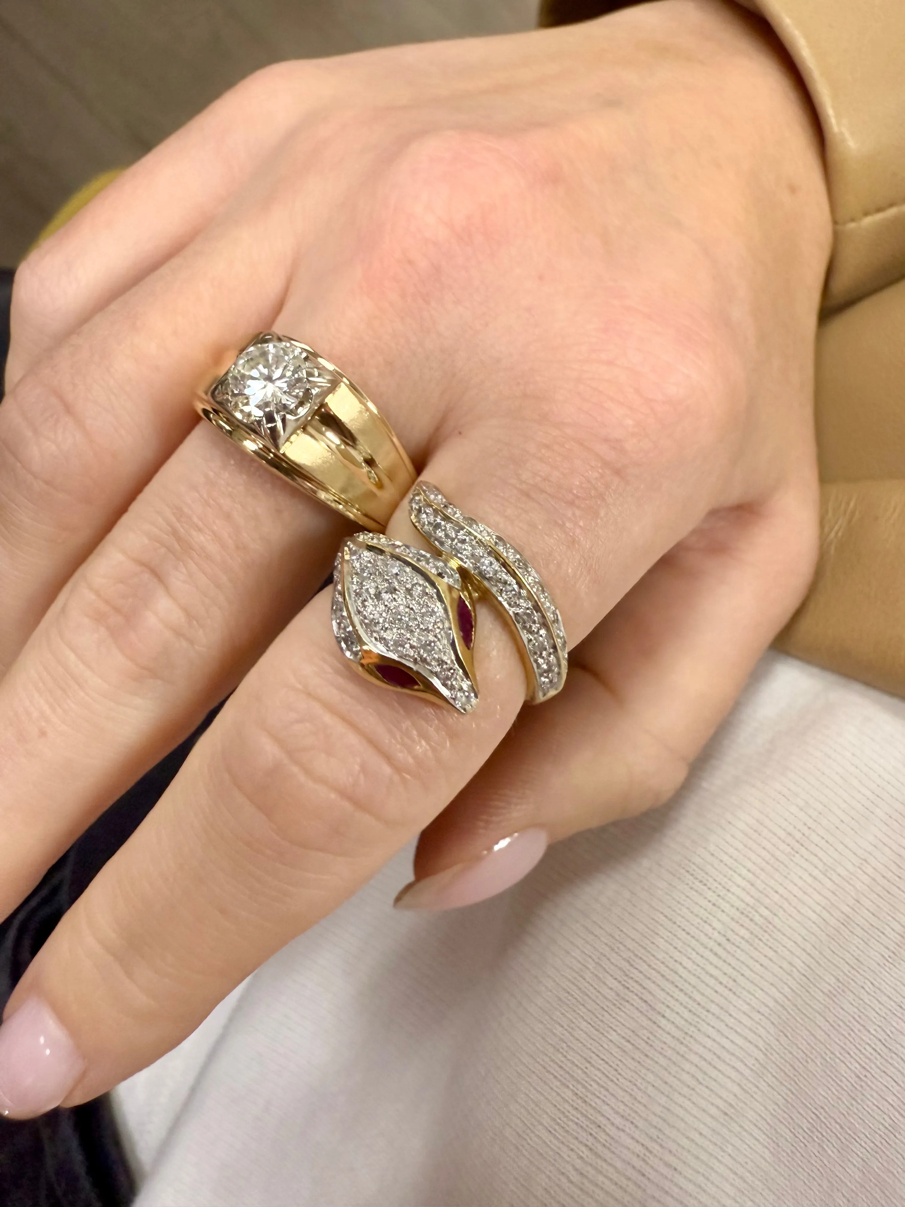 0.98ct Diamond Ring, Two Tone 14k