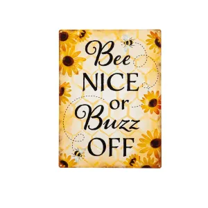 11.5"L x 15.5"H Metal USA Wall Décor, Be Nice or Buzz Off,6m9218