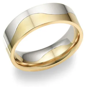 14K or 18K Two-Tone Gold Groove Ring