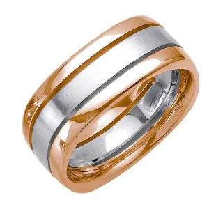 14K or 18K Two-Tone Gold Grooved Ring