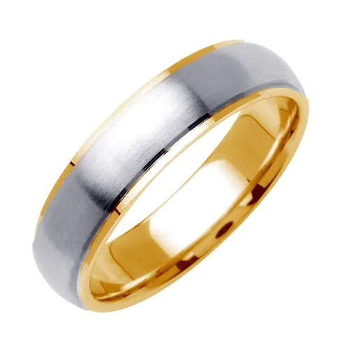 14K or 18K White and Yellow Gold Brushed Ring