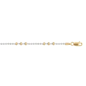 14K Two Tone Fancy Beaded Ankle Bracelet
