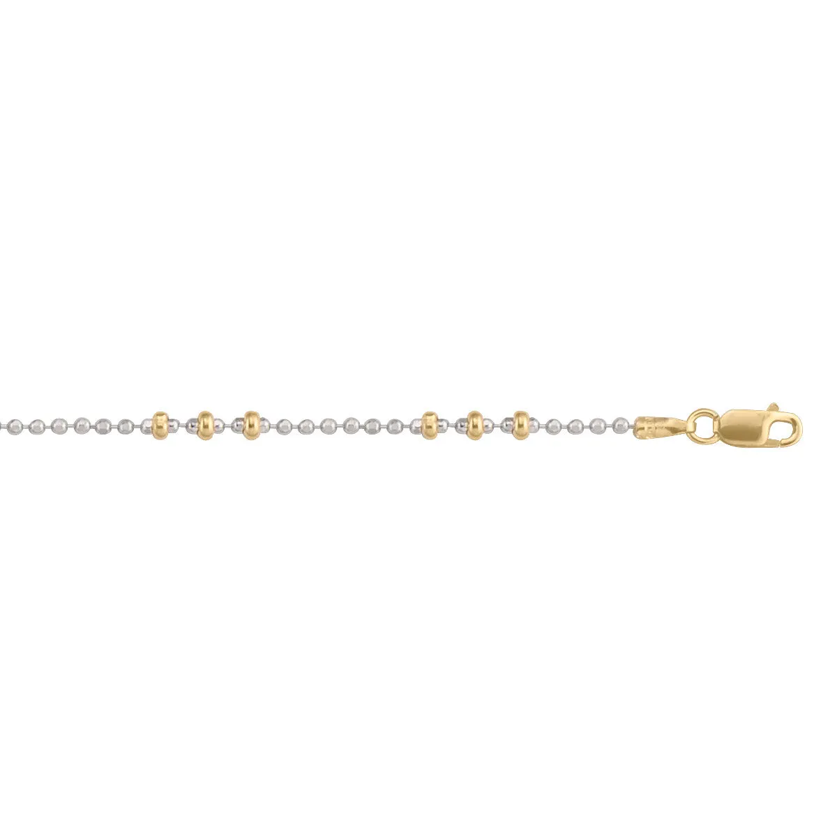 14K Two Tone Fancy Beaded Ankle Bracelet