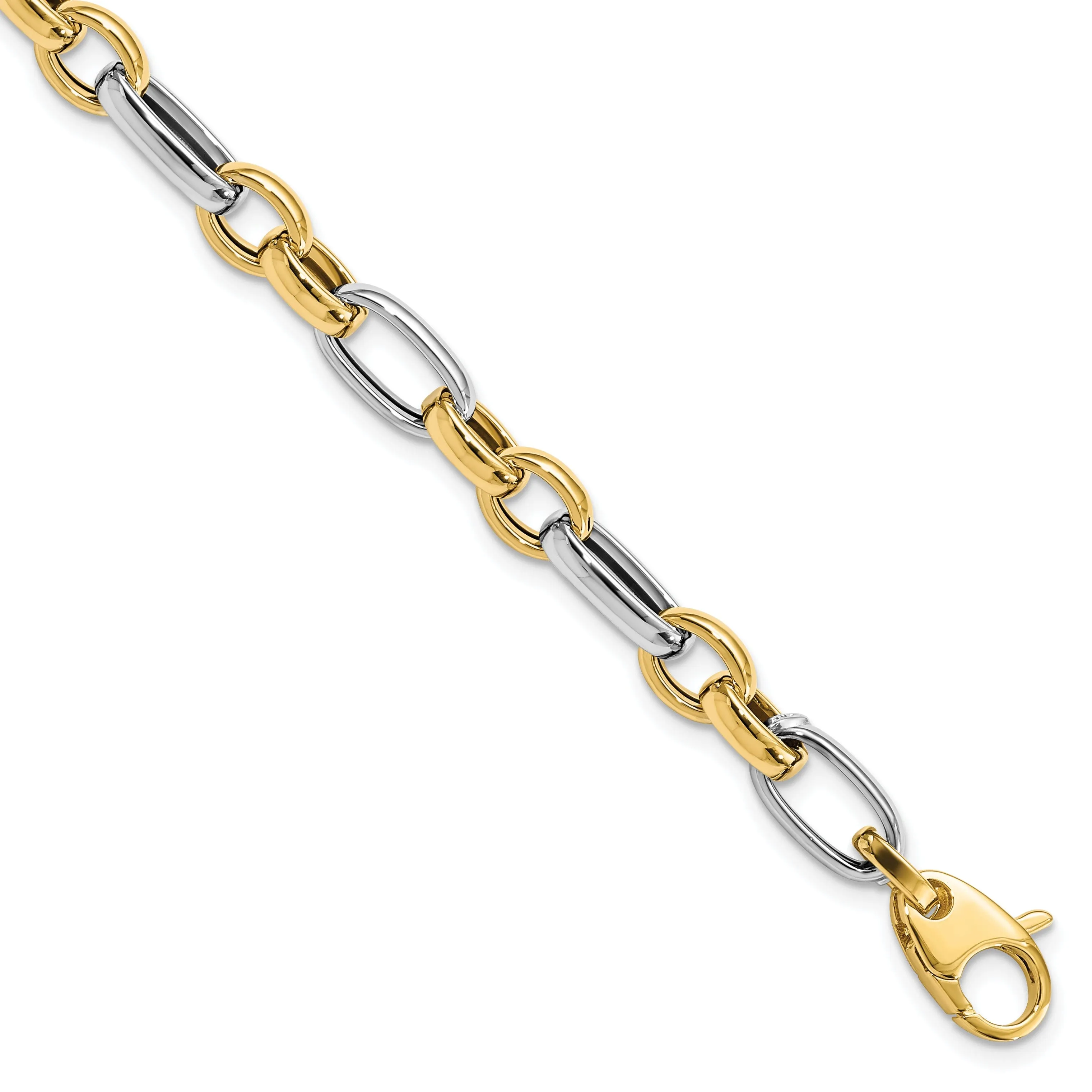 14k Two Tone Gold Fancy Link Bracelet