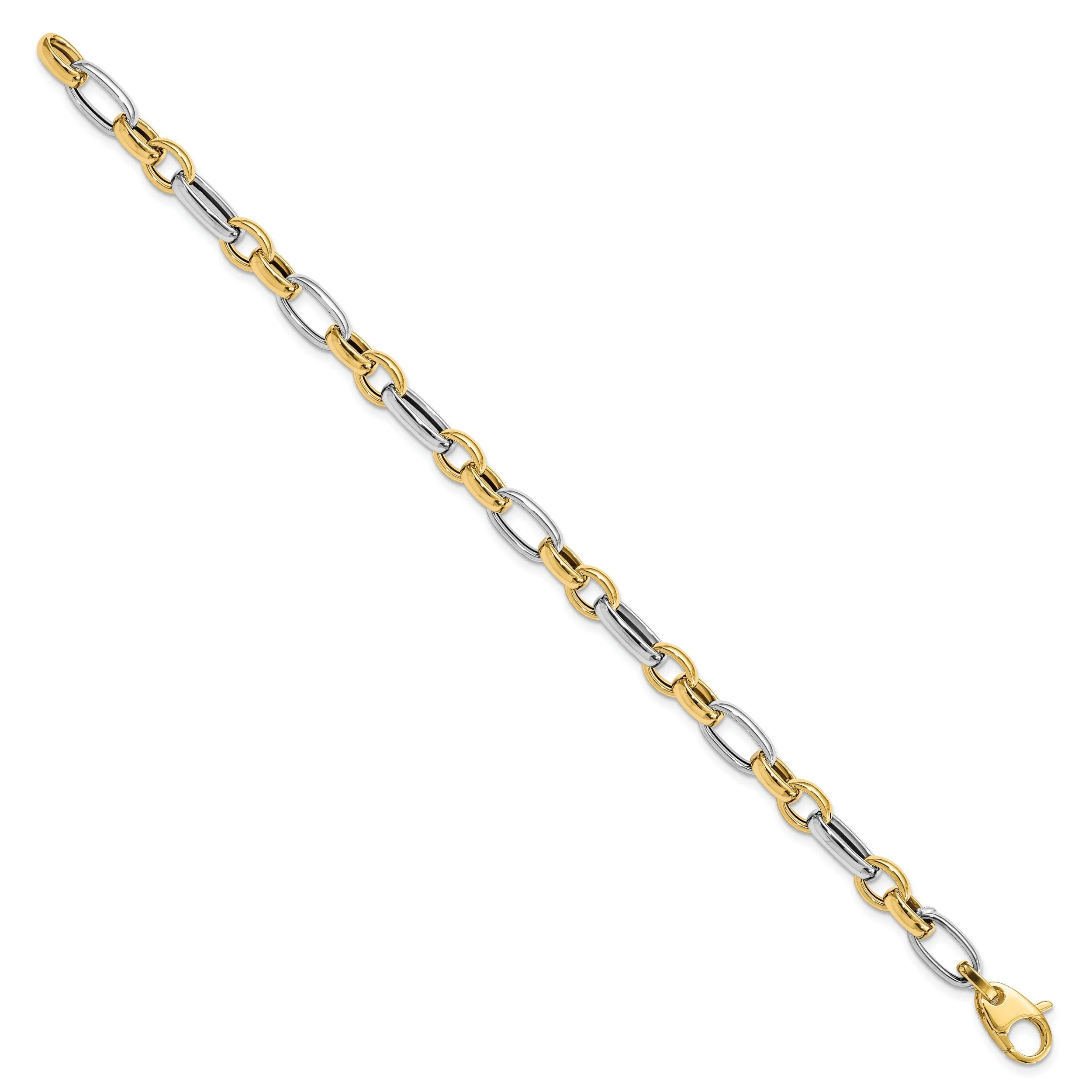 14k Two Tone Gold Fancy Link Bracelet
