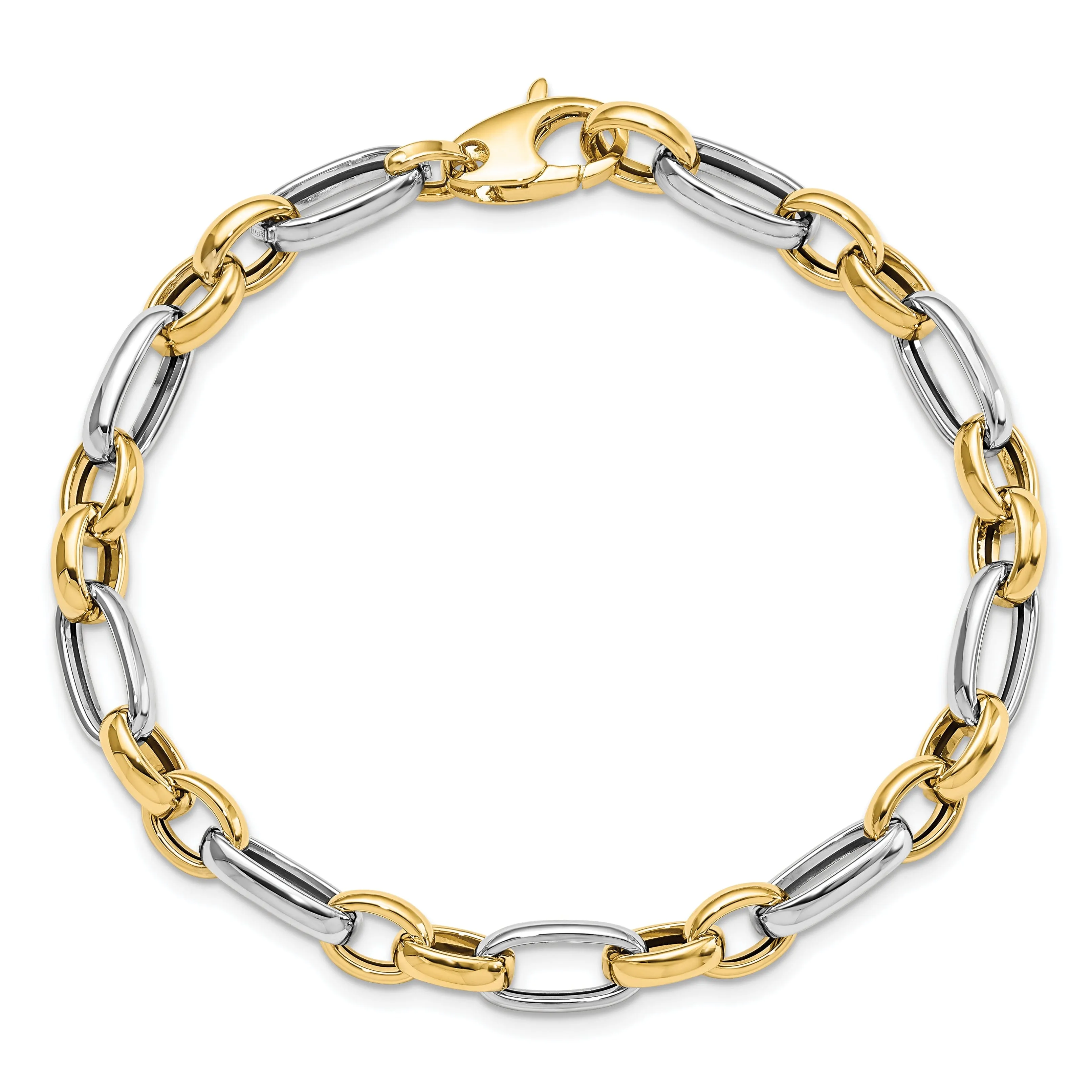 14k Two Tone Gold Fancy Link Bracelet