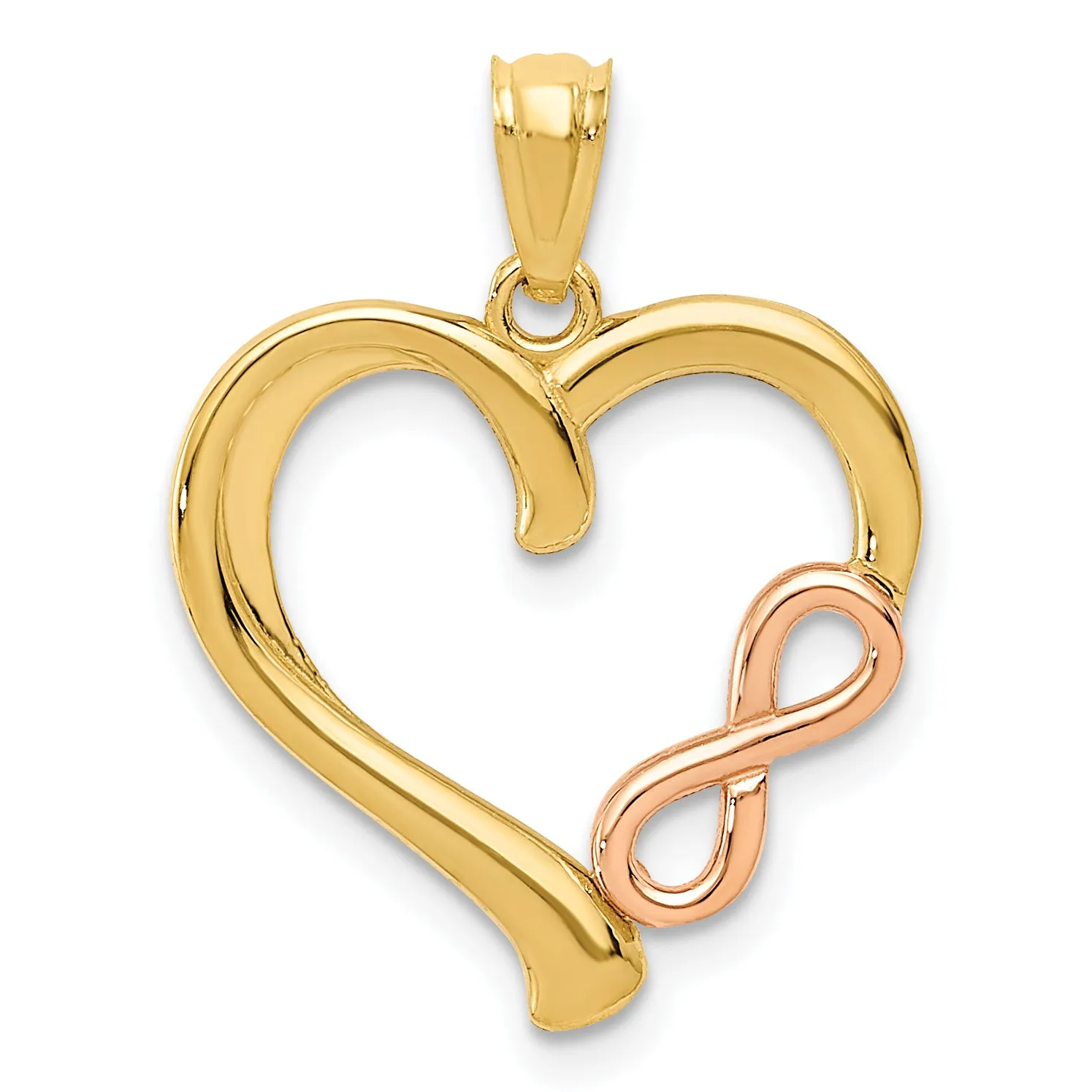 14K Two-Tone Gold Polished Infinity Heart Pendant