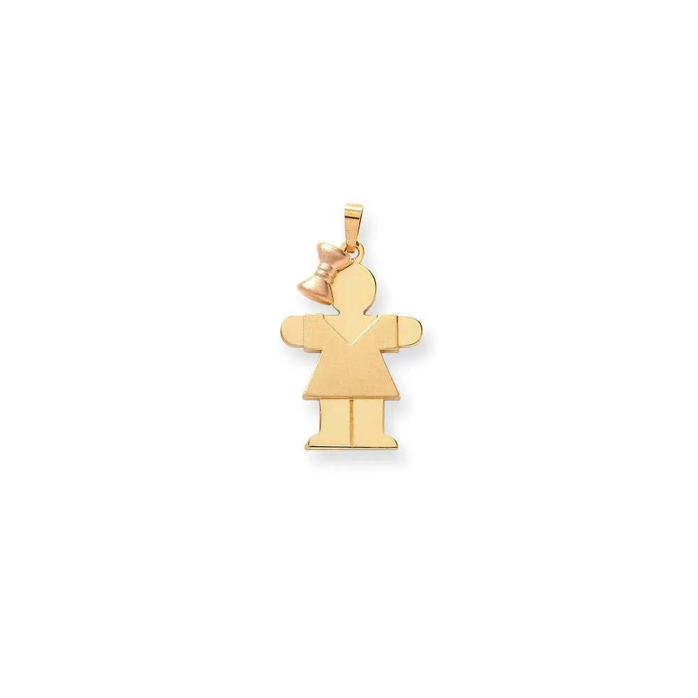 14k Two-tone Polished Hugs Girl With Bow Charm