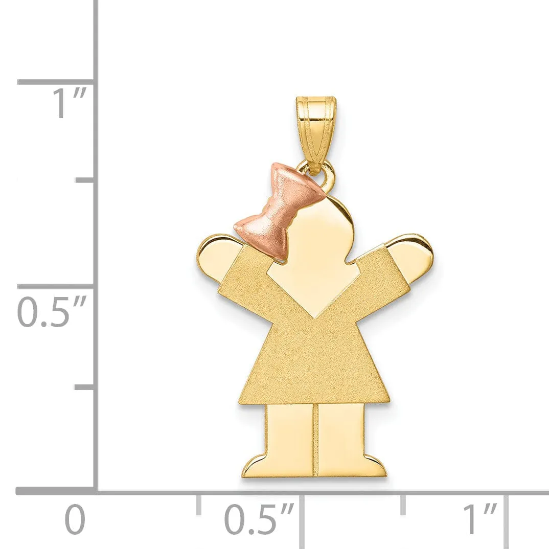 14k Two-tone Small Polished Love Girl Bow Charm