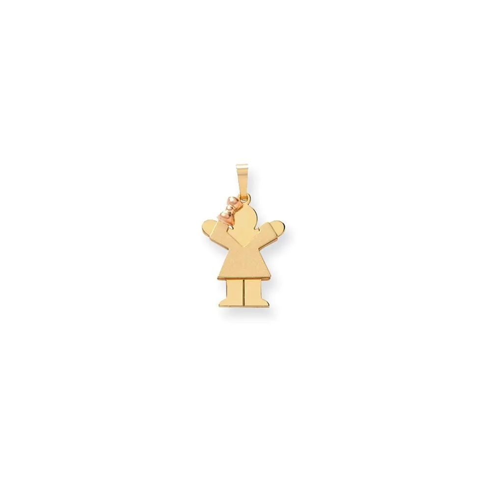 14k Two-tone Small Polished Love Girl Bow Charm
