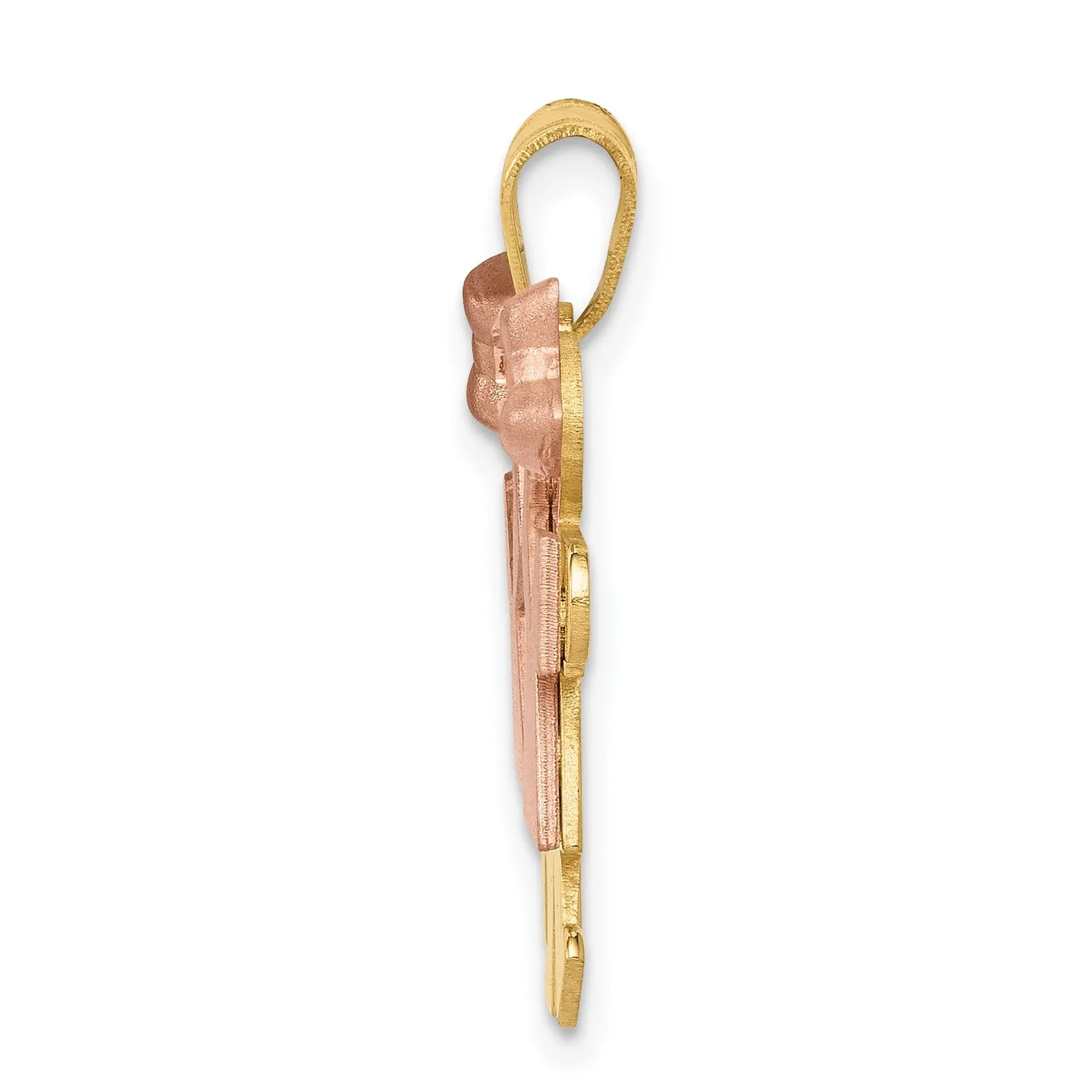 14k Two-tone Small Twin Girls With Bows Kiss Charm
