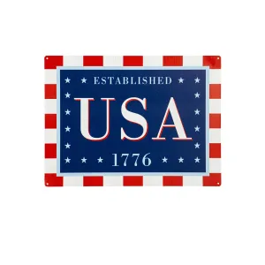 15.5"L x 11.5"H Metal USA Wall Décor, Est. 1776,6m9228