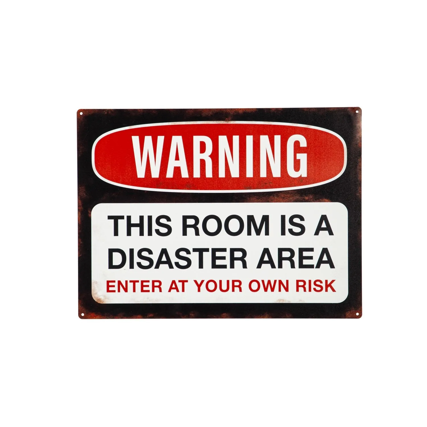15.5"L x 11.5"H Metal USA Wall Décor, Warning Room is Disaster Area,6m9216