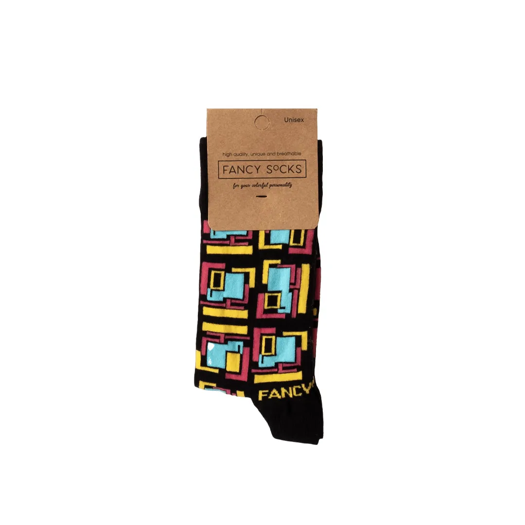 2 Pack Black and Green Geometric Socks