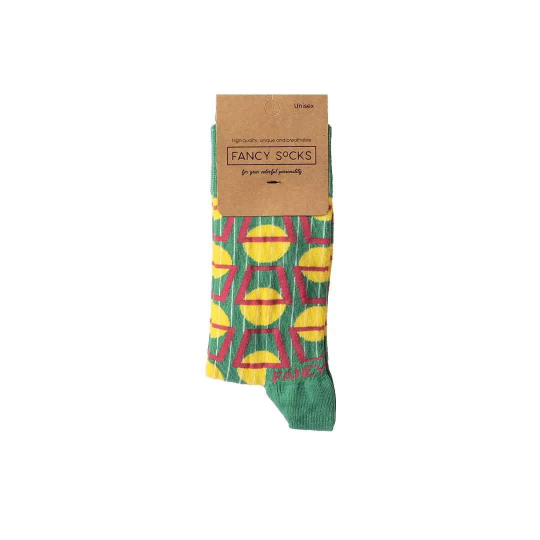 2 Pack Black and Green Geometric Socks