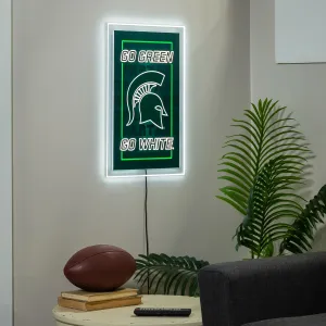 22"H x 14"L NeoLite Wall Décor, Rectangle, Michigan State University,8led971nlrt