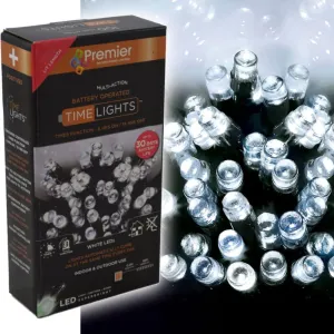 600 LED White Battery Operated String Timelights