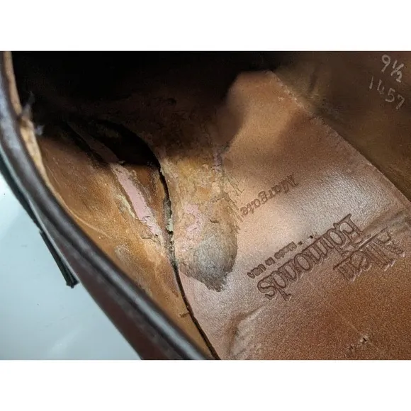 Allen Edmonds Margate 9.5 D Brown Cap-Toe Derby Oxfords Leather Career Shoes