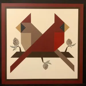 Barn Quilt Cardinal Pair 1' x 1' - S. Jacobs