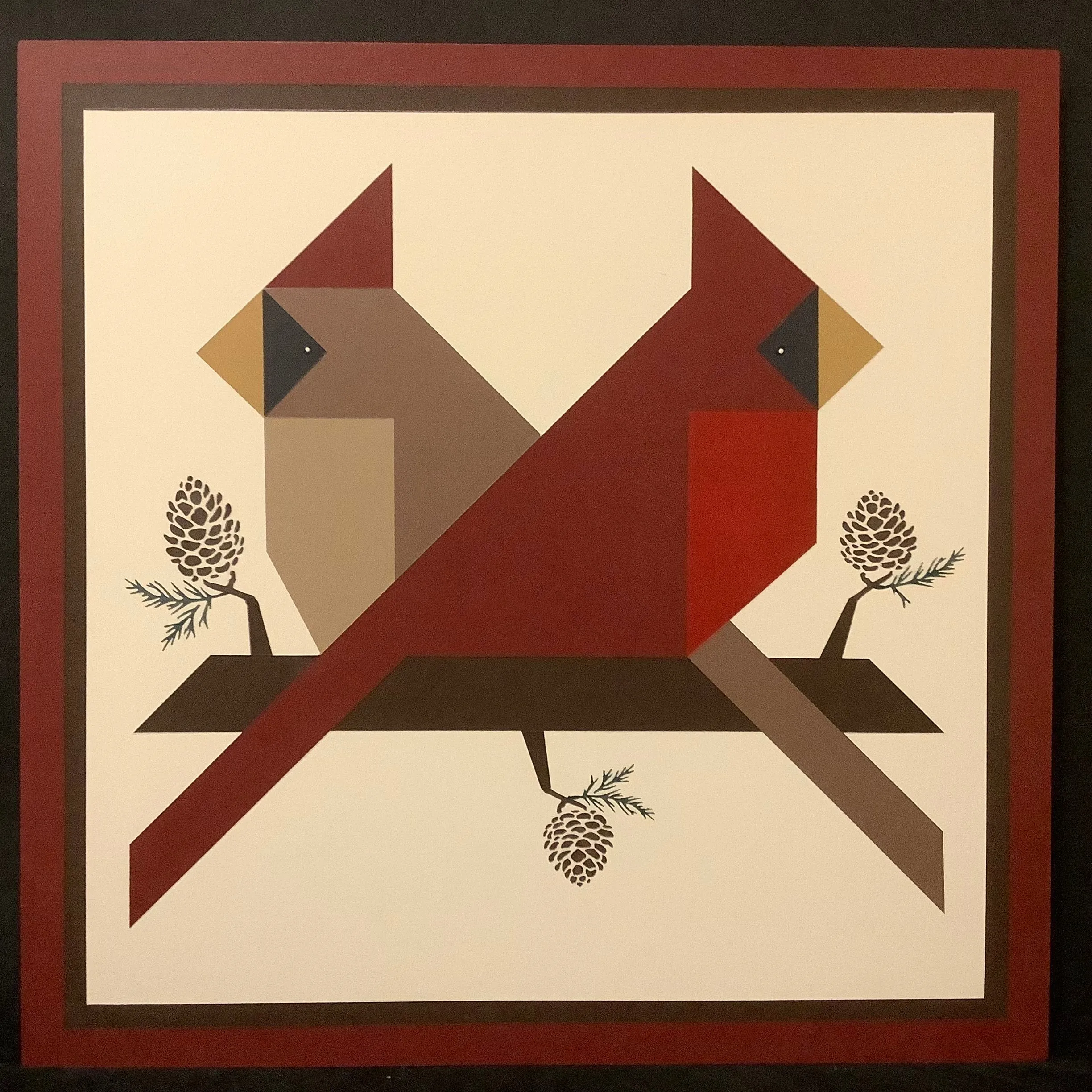 Barn Quilt Cardinal Pair 1' x 1' - S. Jacobs