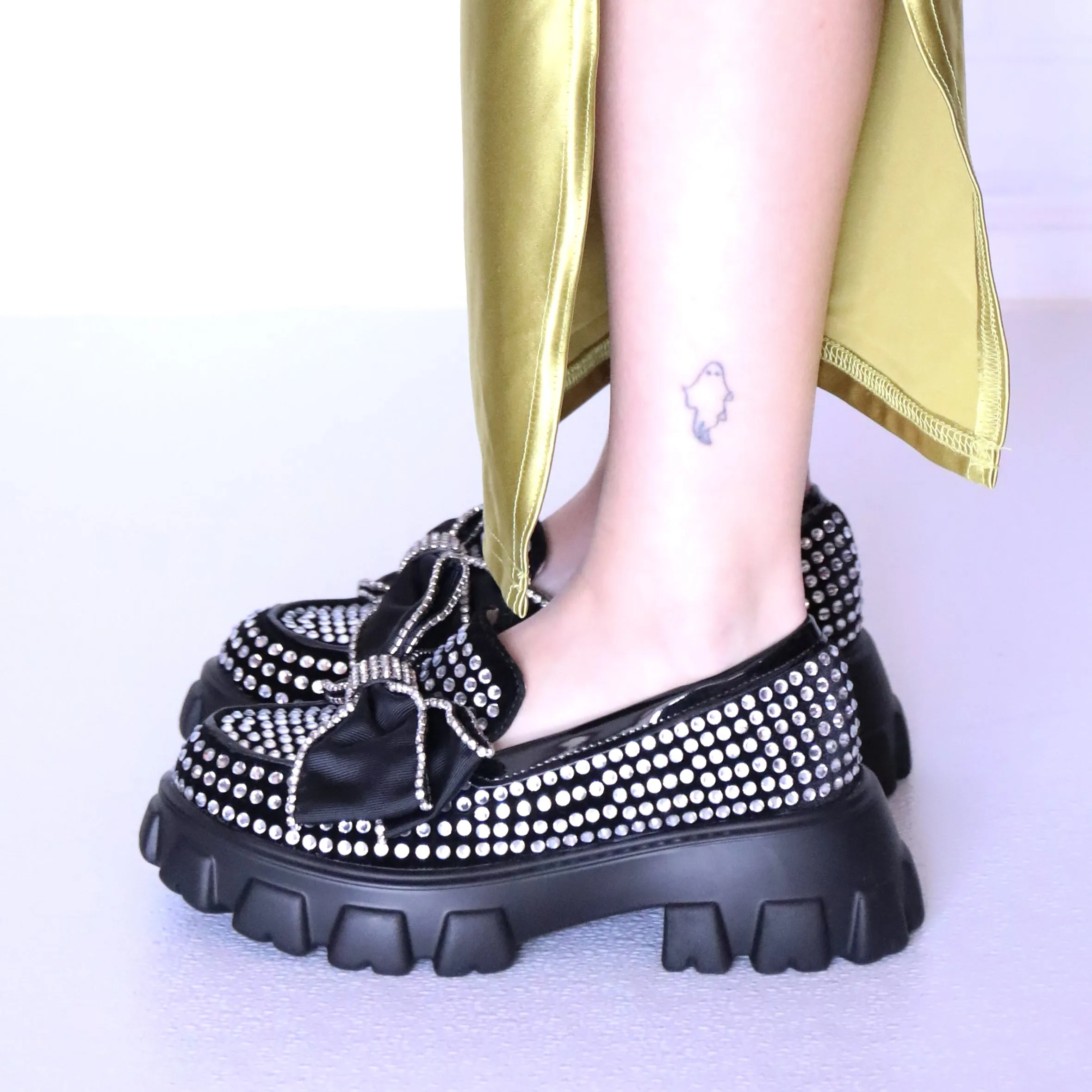 Betsey Johnson Rhinestone Platform Loafers