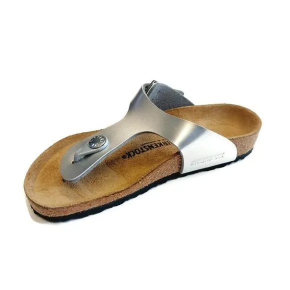 Birkenstock Gizeh Kids BS Size C 12 Birko-Flor Sandals Silver EU 30 Girls NARROW