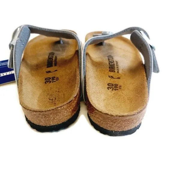 Birkenstock Gizeh Kids BS Size C 12 Birko-Flor Sandals Silver EU 30 Girls NARROW