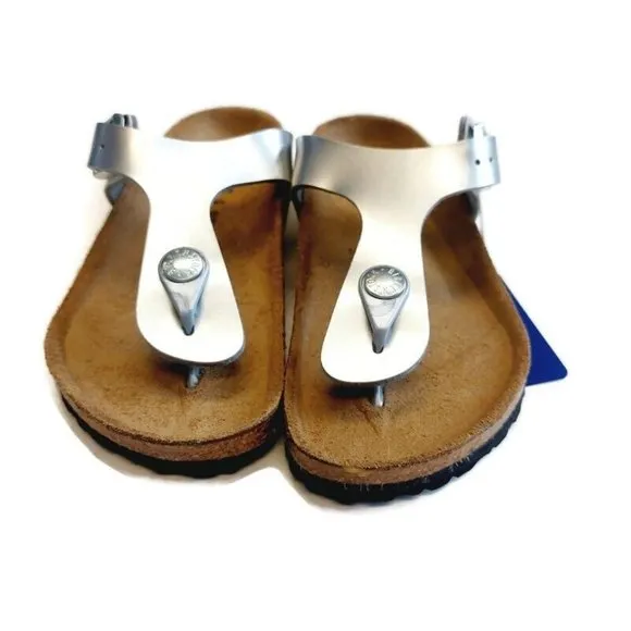 Birkenstock Gizeh Kids BS Size C 12 Birko-Flor Sandals Silver EU 30 Girls NARROW