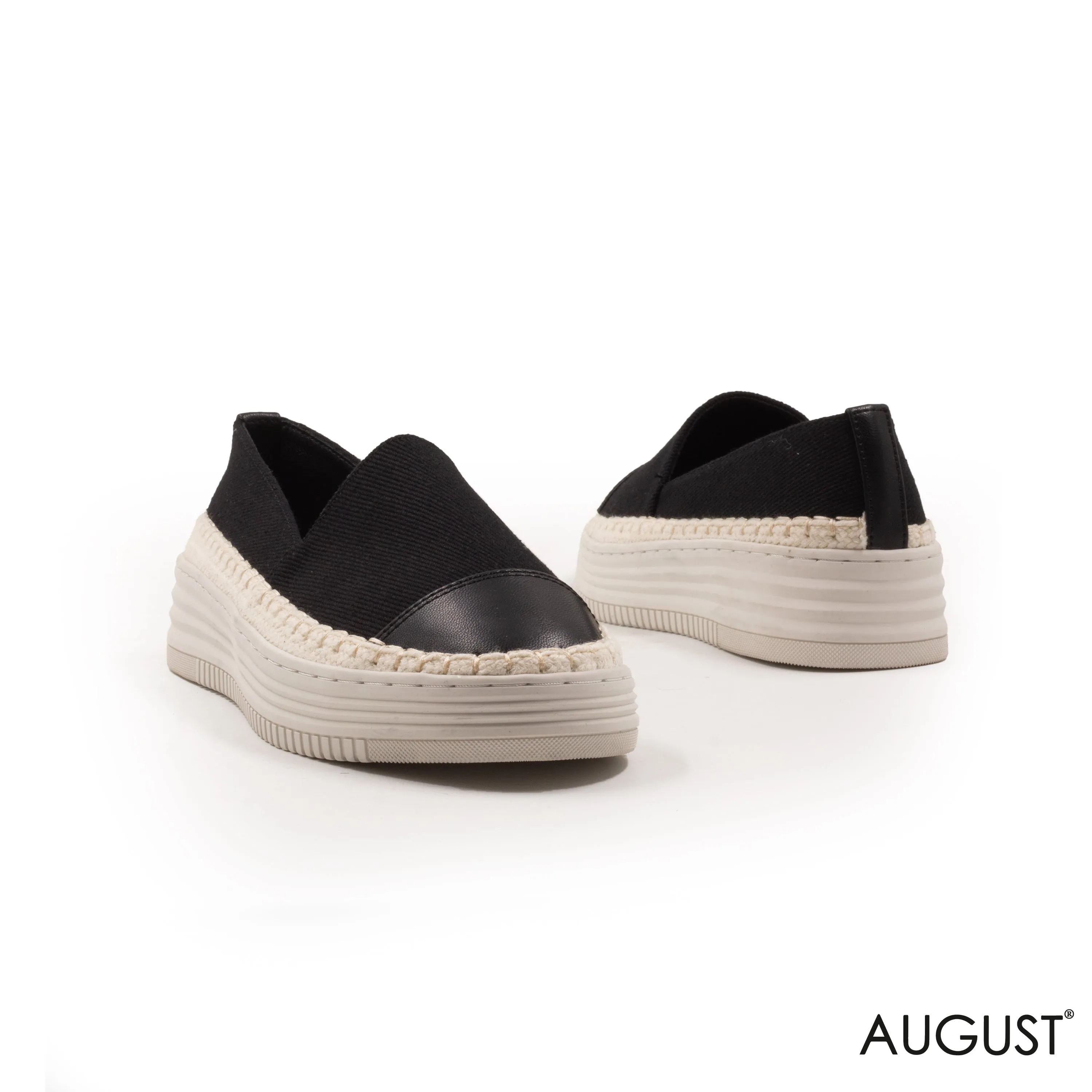 BLACK FABRIC LOAFERS WITH DETAILS TOUCH