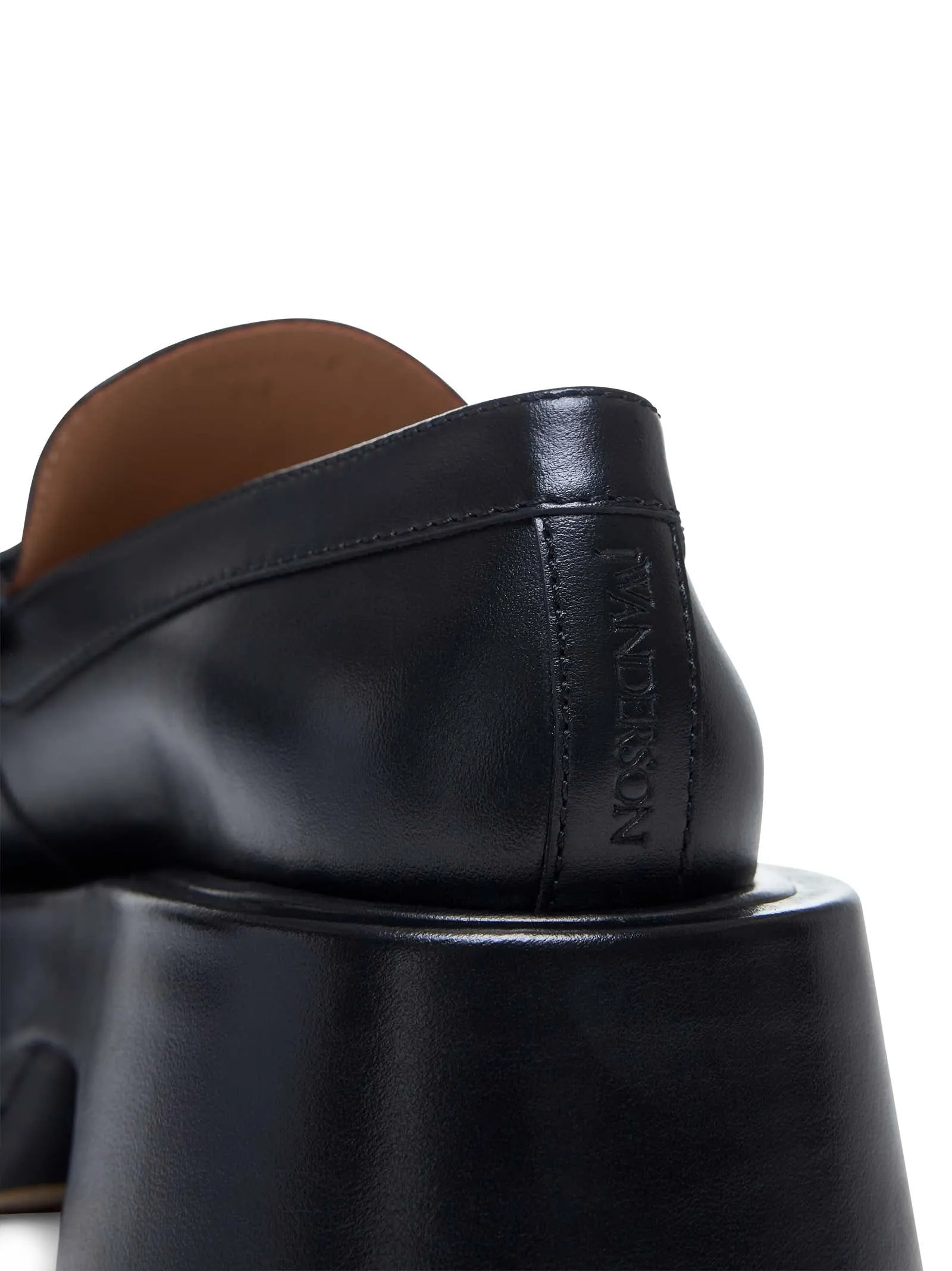Black leather platform loafers
