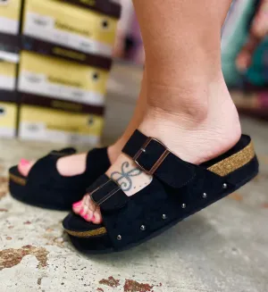 Black Stud Platform Sandals