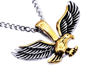 Blackjack Men's Eagle Pendant Necklace Gold & SS BJP51