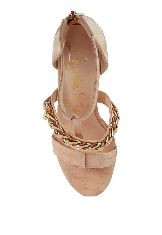 Bonita Metal Chain Zip Up Sandal