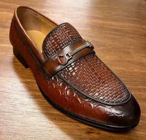 Brown patterned loafers