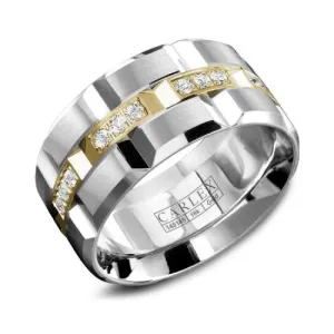 Carlex (11mm) 14K Yellow and White Gold (0.47ct) Diamond Mens Band