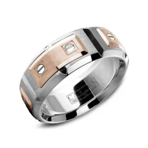 Carlex (8mm) 14K Rose and White Gold Mens Band