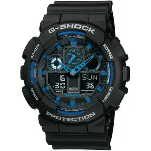 CASIO G-SHOCK ANTI-MAGNETIC (JIS 1) ANALOG DIGITAL DIAL BLACK & BLUE MEN WATCH GA-100-1A2