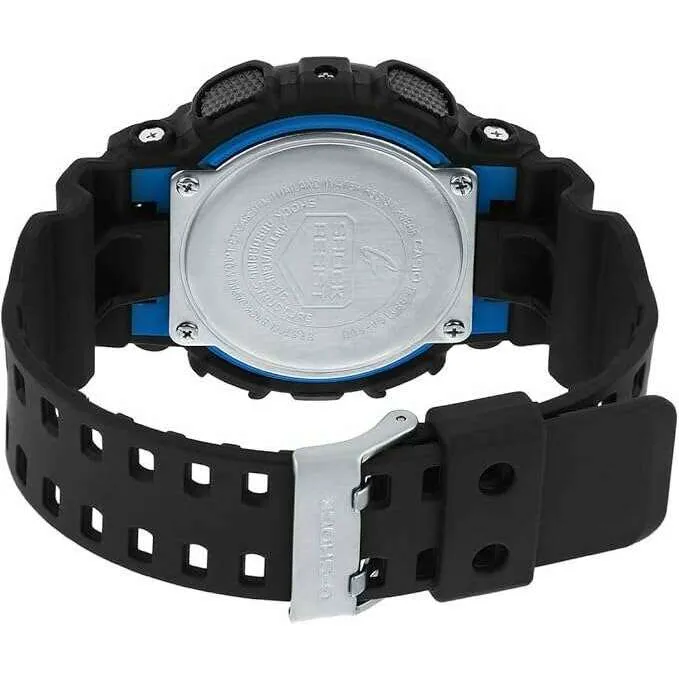 CASIO G-SHOCK ANTI-MAGNETIC (JIS 1) ANALOG DIGITAL DIAL BLACK & BLUE MEN WATCH GA-100-1A2