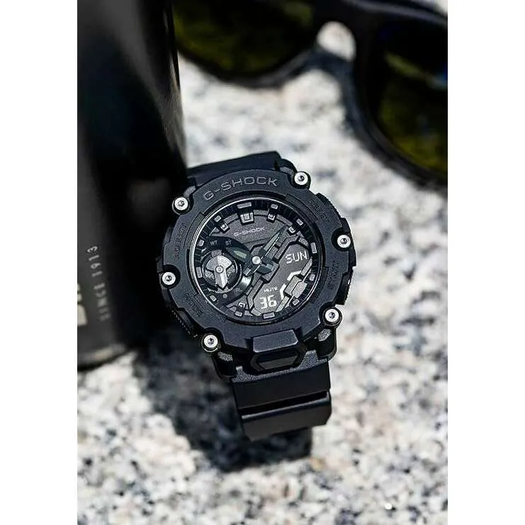 CASIO G-SHOCK DAY-DATE ANALOG DIGITAL DIAL ALL BLACK MEN WATCH GA-2200BB-1AJF