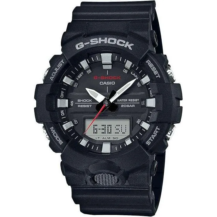 CASIO G-SHOCK DOUBLE LED DAY-DATE ANALOG DIGITAL BLACK MEN WATCH GA-800-1AJF