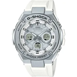 CASIO G-SHOCK G-STEEL RADIO SOLAR ANALOG DIGITAL DIAL WHITE & SILVER MEN WATCH GST-W310-7AJF