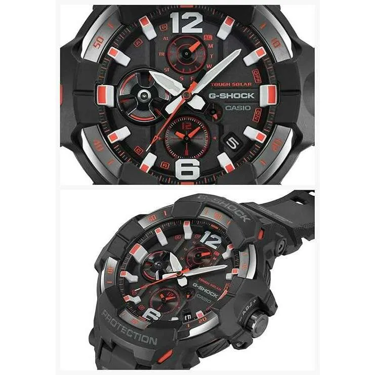 CASIO G-SHOCK GRAVITYMASTER BLUETOOTH SOLAR ANALOG BLACK & ORANGE MEN WATCH GR-B300-1A4JF