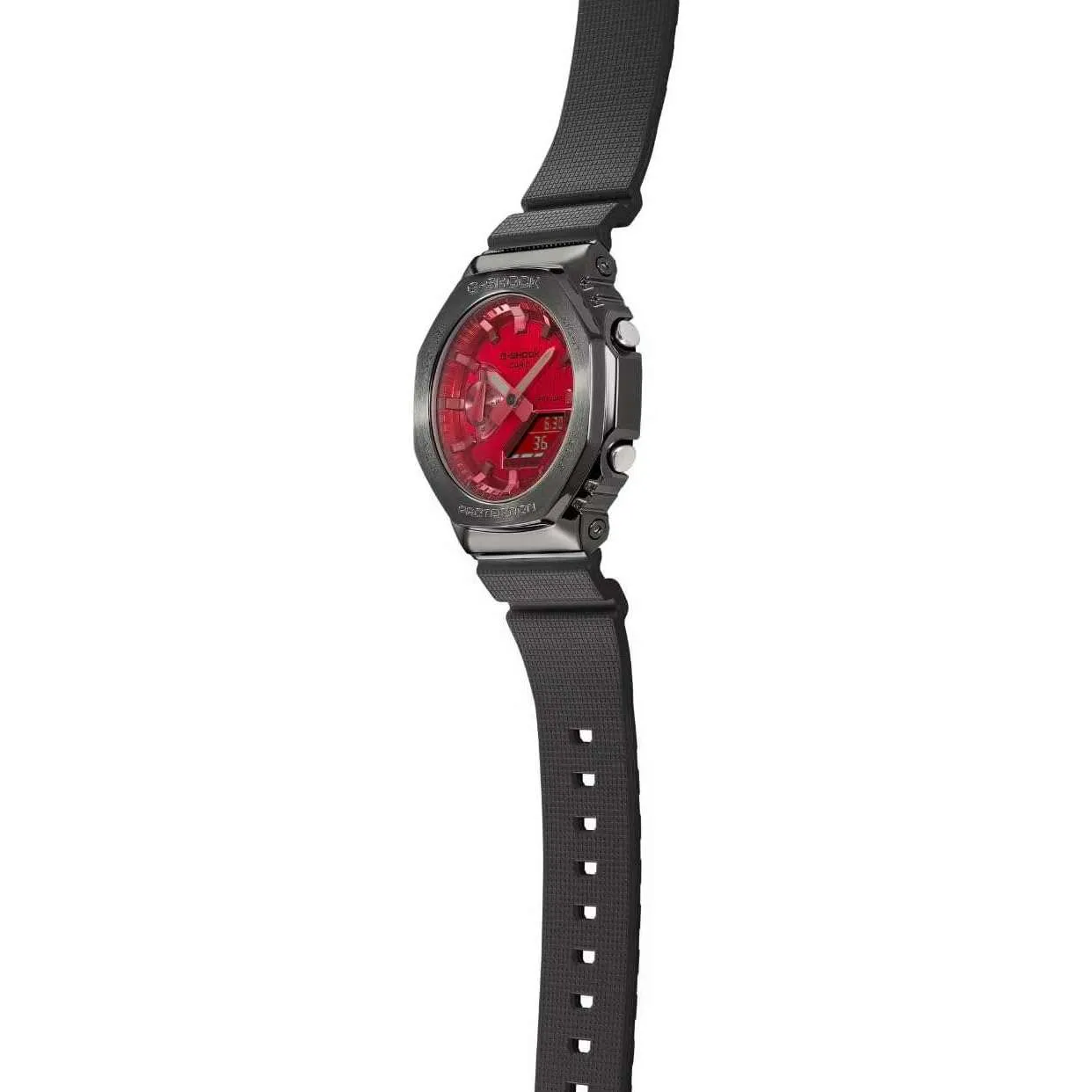 CASIO G-SHOCK METAL COVERED ANALOG DIGITAL BLACK & RED MEN WATCH GM-2100B-4AJF