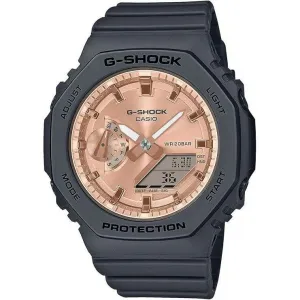 CASIO G-SHOCK MID-SIZE MODEL BLACK STRAP PINK GOLD DIAL LADIES WATCH GMA-S2100MD-1AJF