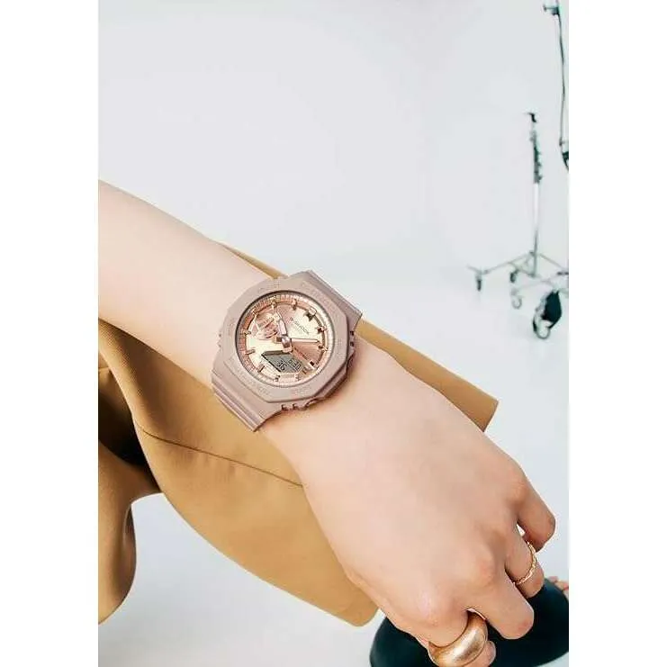 CASIO G-SHOCK MID-SIZE MODEL PINK BEIGE & GOLD LADIES WATCH GMA-S2100MD-4AJF