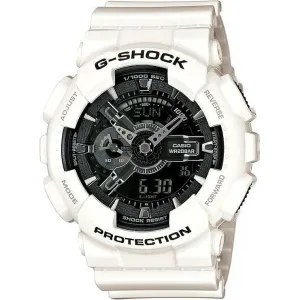 CASIO G-SHOCK WHITE RUBBER STRAP ANALOG DIGITAL BLACK DIAL MEN WATCH GA110GW7AJF