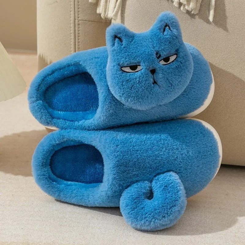 Cat Plush Indoor Slippers: Non-slip, Winter-Warm