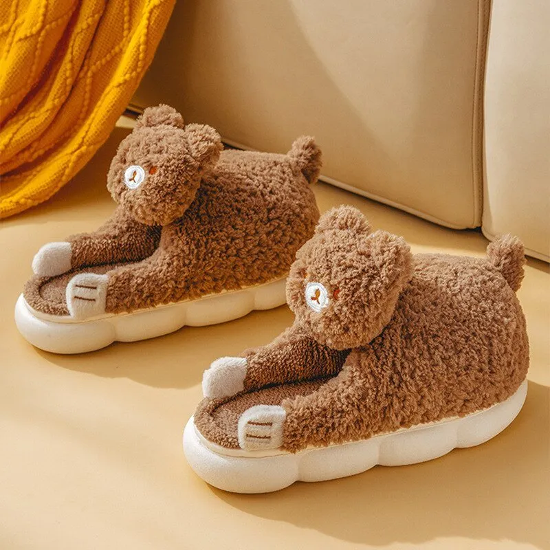 Cat Plush Indoor Slippers: Non-slip, Winter-Warm