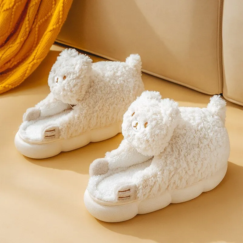 Cat Plush Indoor Slippers: Non-slip, Winter-Warm